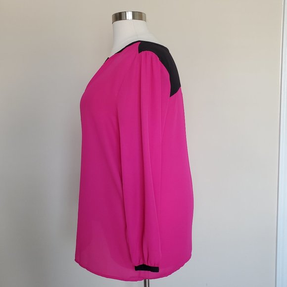 Vince Camuto Plus Size 2X Pink Black LS Top NWT - Picture 4 of 14